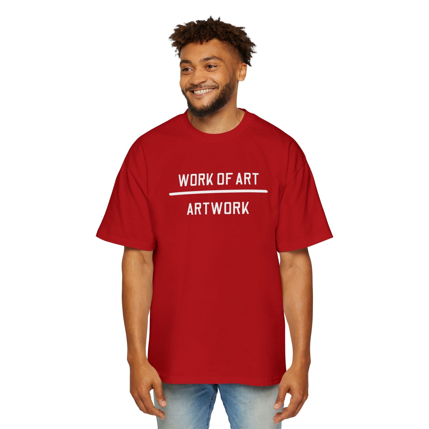 Men's Heavy Oversized Tee - Work of Art Graphic Tee for Art Lovers